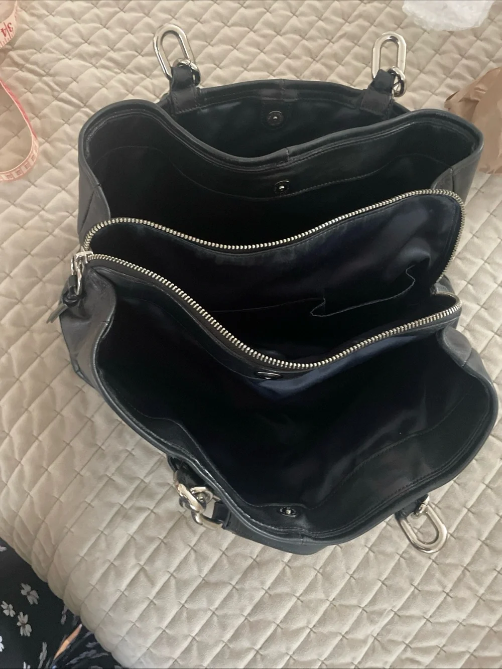Coach Black Leather Shoulder Bag with Silver Hardware
